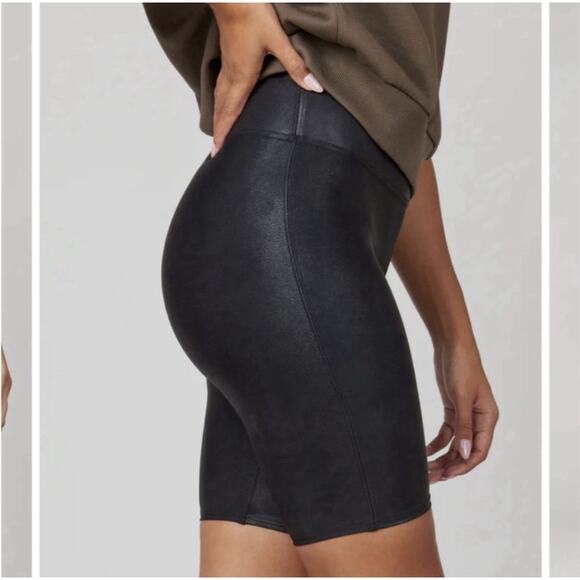 NWT Spanx Faux Leather Biker Shorts Black Women's Size XS - Picture 4 of 12